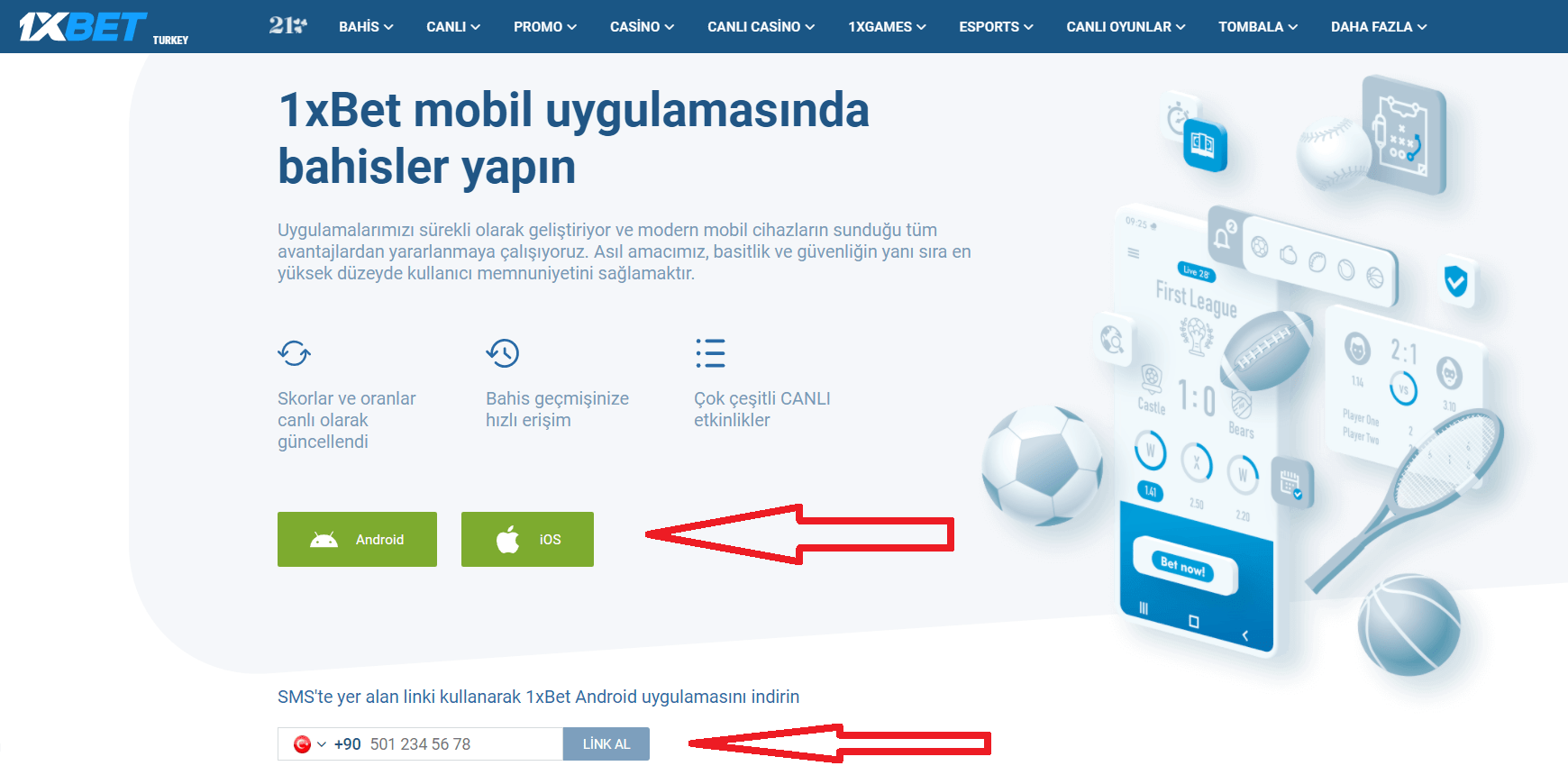 1xBet mobil uygulama indir